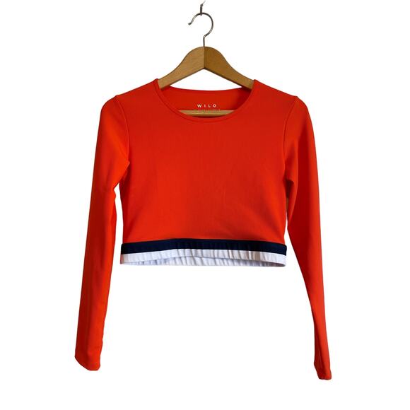 Wilo The Label Austrailia orange cropped top long sleeve stretchy. Size Large - Picture 1 of 5
